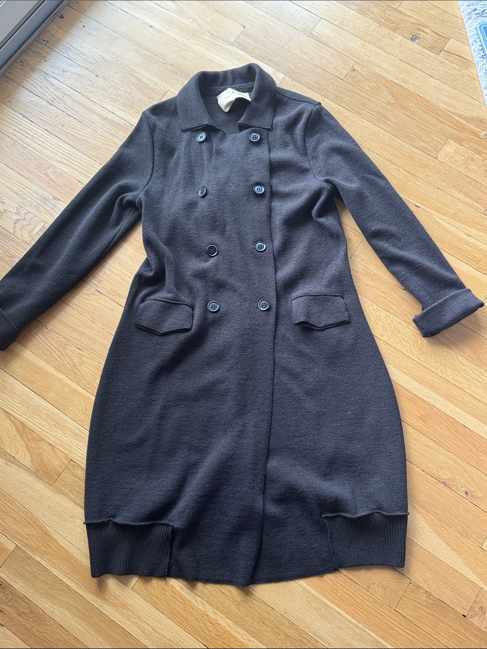 Annette Gortz Double-Breasted Charcoal Wool Cardigan